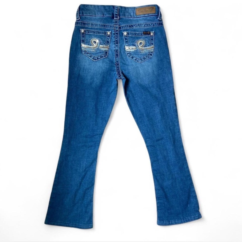 Seven7 low rise bootcut jeans with rhinestone details